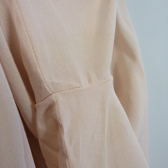 Club Monaco Silk Button Up Blouse Women M Peach Ruffle Long Sleeve Classy 128 - Picture 6 of 13